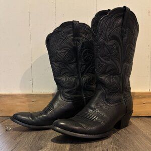 WOMENS ARIAT HERITAGE WESTERN Regular TOE BLACK LEATHER WESTERN COWBOY BOOTS 10